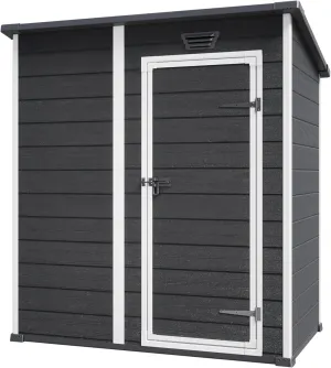 Keter Essential Shed 6x4 Resin Outdoor Storage Shed Ideal Storage for Patio Furniture, Garden Tools Bike Accessories, Beach Chairs and Lawn Mower, Black and White