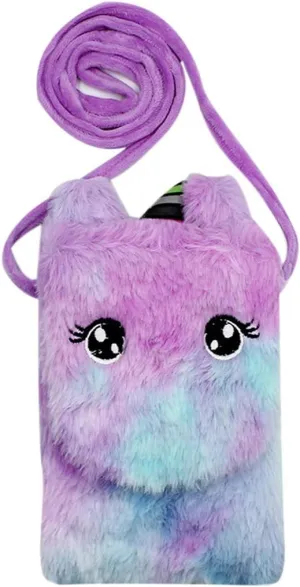 Kids Girls Colorful Plush Unicorn Cell Phone Bag Pouch Mini Crossbody Purse Handbag Wallet