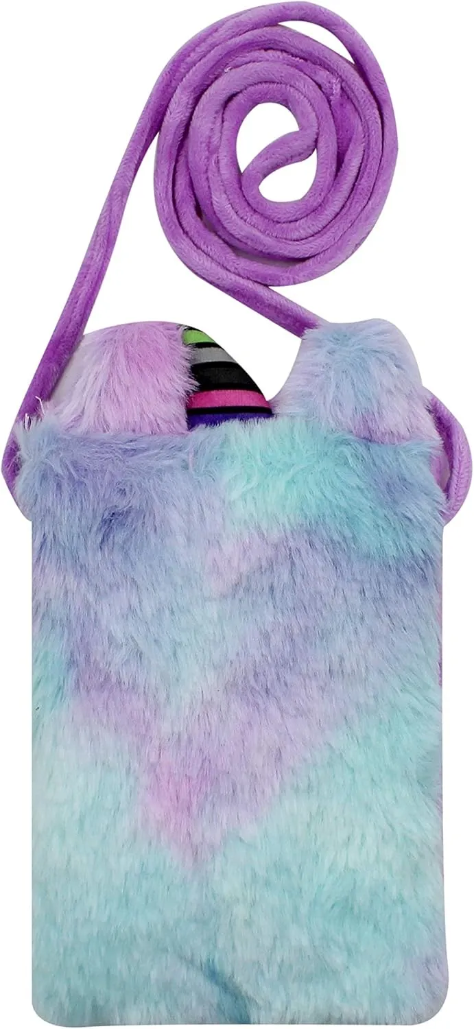 Kids Girls Colorful Plush Unicorn Cell Phone Bag Pouch Mini Crossbody Purse Handbag Wallet