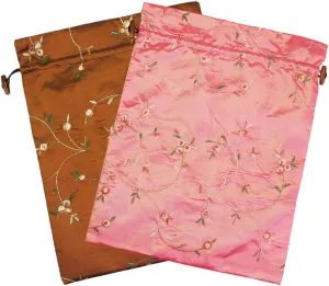 kilofly Embroidered Silk Jacquard Travel Bag, Lingerie & Shoes, Value Set of 2