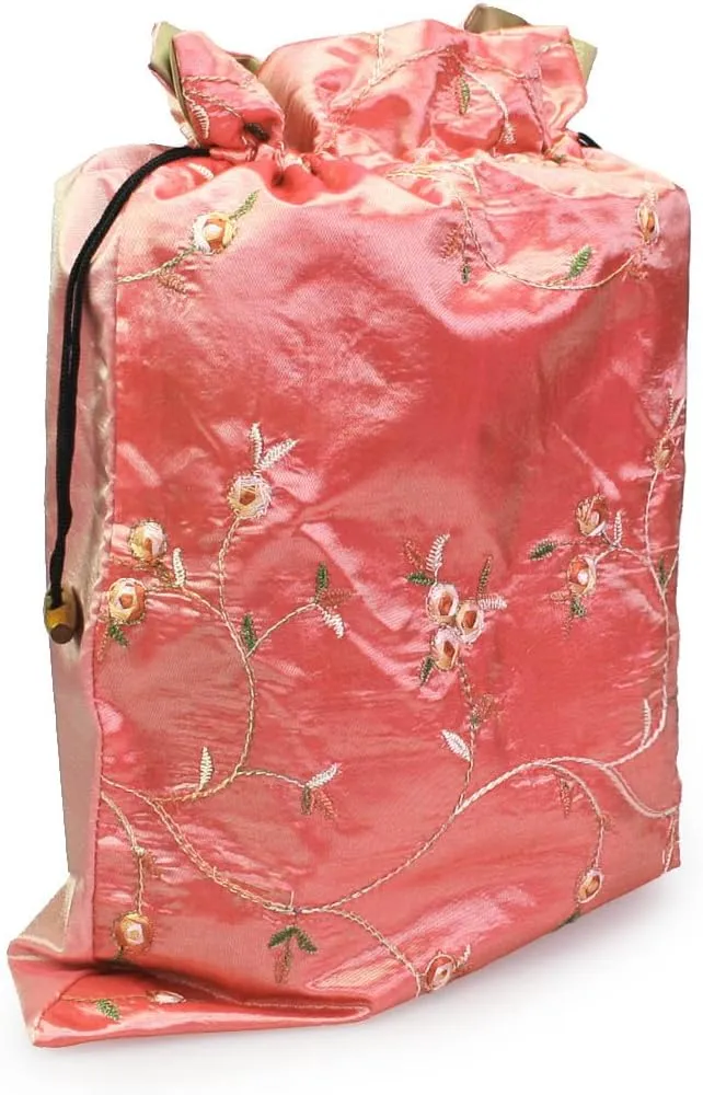 kilofly Embroidered Silk Jacquard Travel Bag, Lingerie & Shoes, Value Set of 2