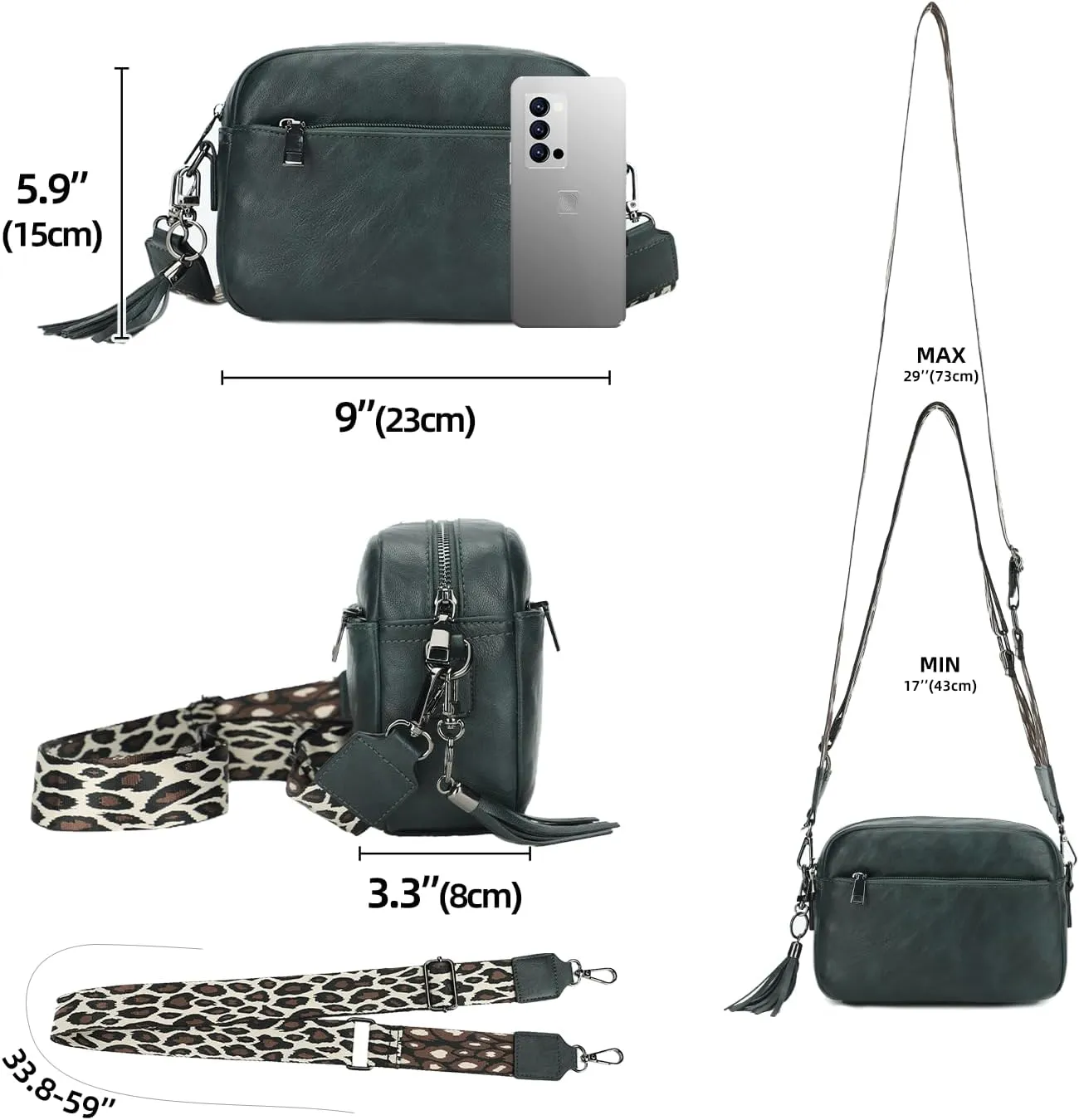 KL928 Small Crossbody Bag for Women, Soft FAUX Leather Cell Phone Purse，Adjustable Strap Shoulder Handbags Wallet Purse