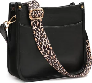 KOGTLA Women's Crossbody Shoulder Bag with Leopard Guitar Strap,Vegan Faux Leather Purse Handbag Bucket Tote Bag