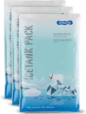 Komax Large Reusable Ice Packs for Coolers – 12 to 15 Hours of Cold Gel Ice Pack for Cooler Set – Slim & Flexible Freezer Packs – Ice Packs for Lunch Bags (3-Pack, 11.4" x 7")