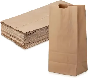 Kraft Paper Bags - 4 lb (5 x 3 x 10 inch) Brown Lunch Sandwich Bags for Bake Sales, Grocery, Retail, Candy, Farmers Market and Takeout (500)