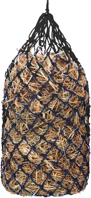 Kwik Pets Heavy Duty Hay Bags for Horses, Goats, Cows, Donkeys, Made from Durable Nylon Rope, 42" Hay Bag Size & 1.75" Slow Feeding Holes, Hay Nets for Horses with 6 Months Warranty. Black Color