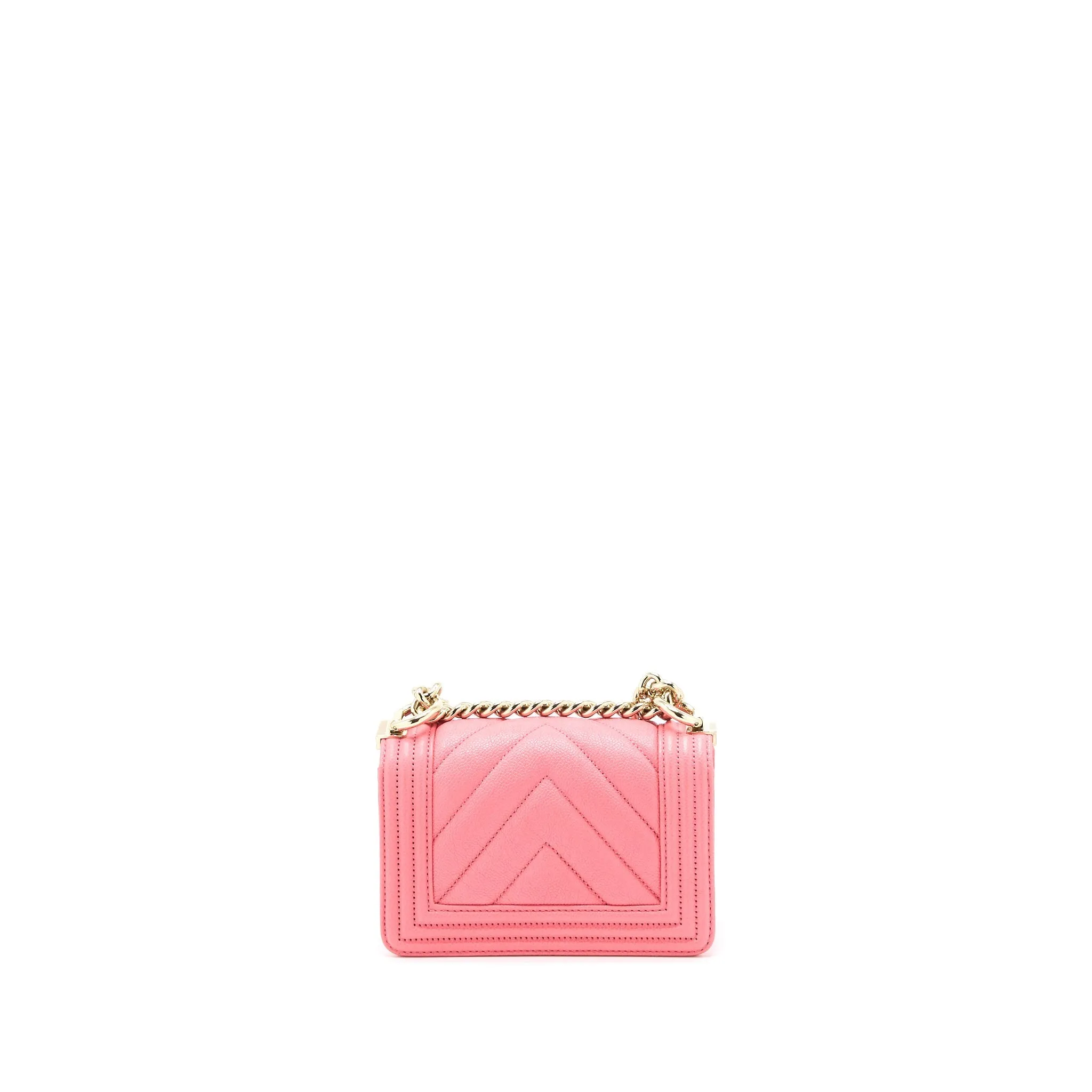 L Pink Bag (Microchip) Chevron Mini Super Boy Caviar Ending soon Efficient delivery Chanel