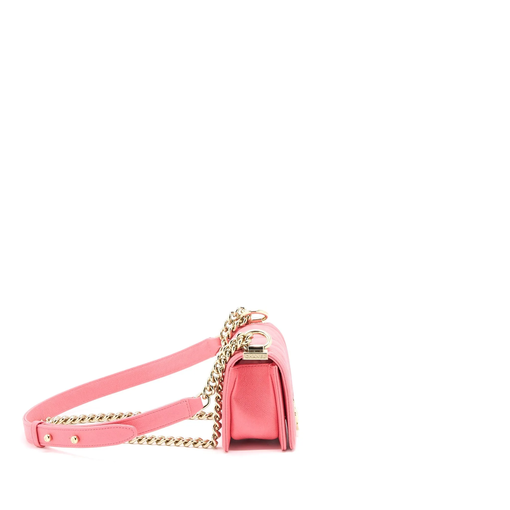 L Pink Bag (Microchip) Chevron Mini Super Boy Caviar Ending soon Efficient delivery Chanel