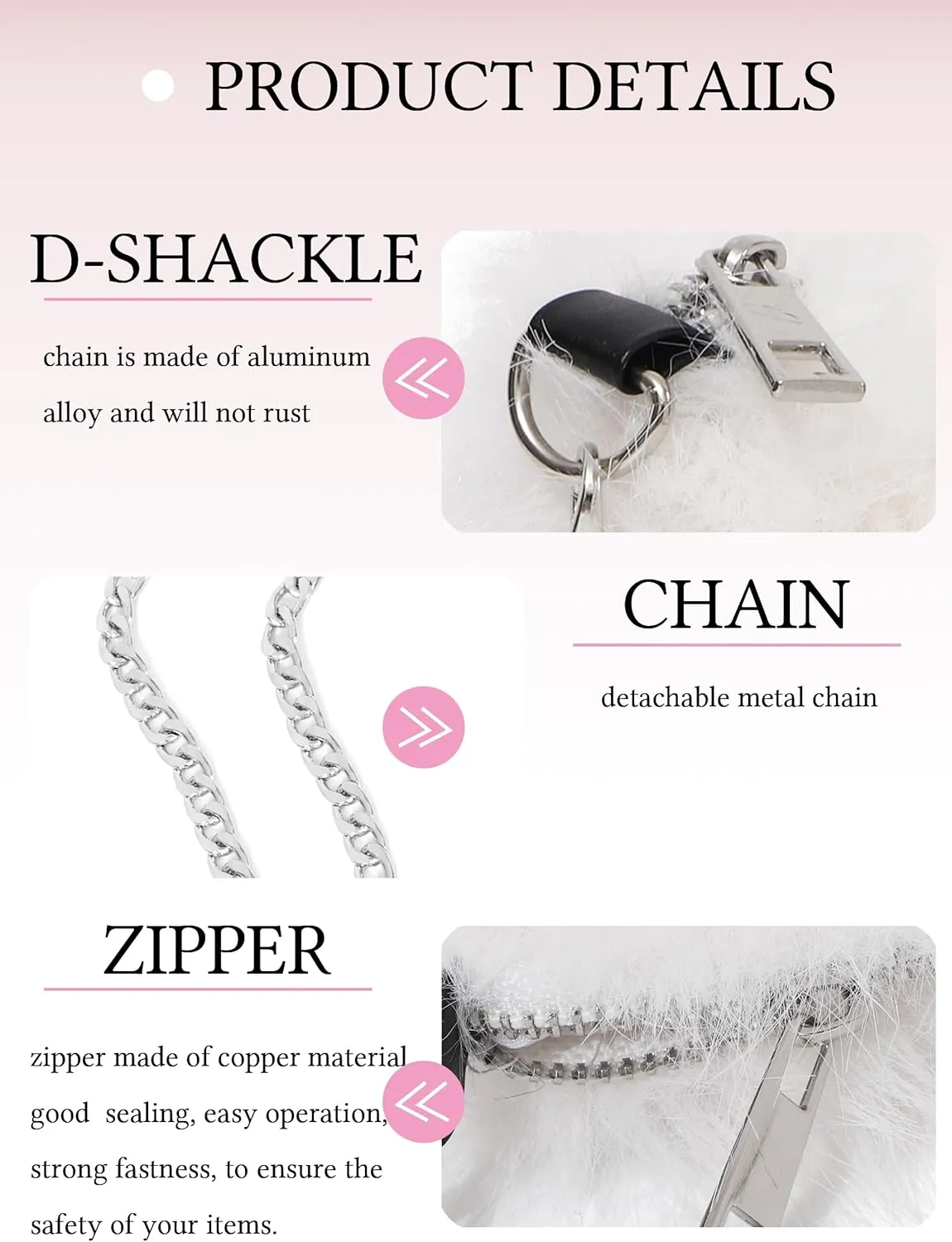 LA CARRIE Faux Fur Crossbody Bags for Women Shoulder Bag Purse Handbags Shoulder Strap