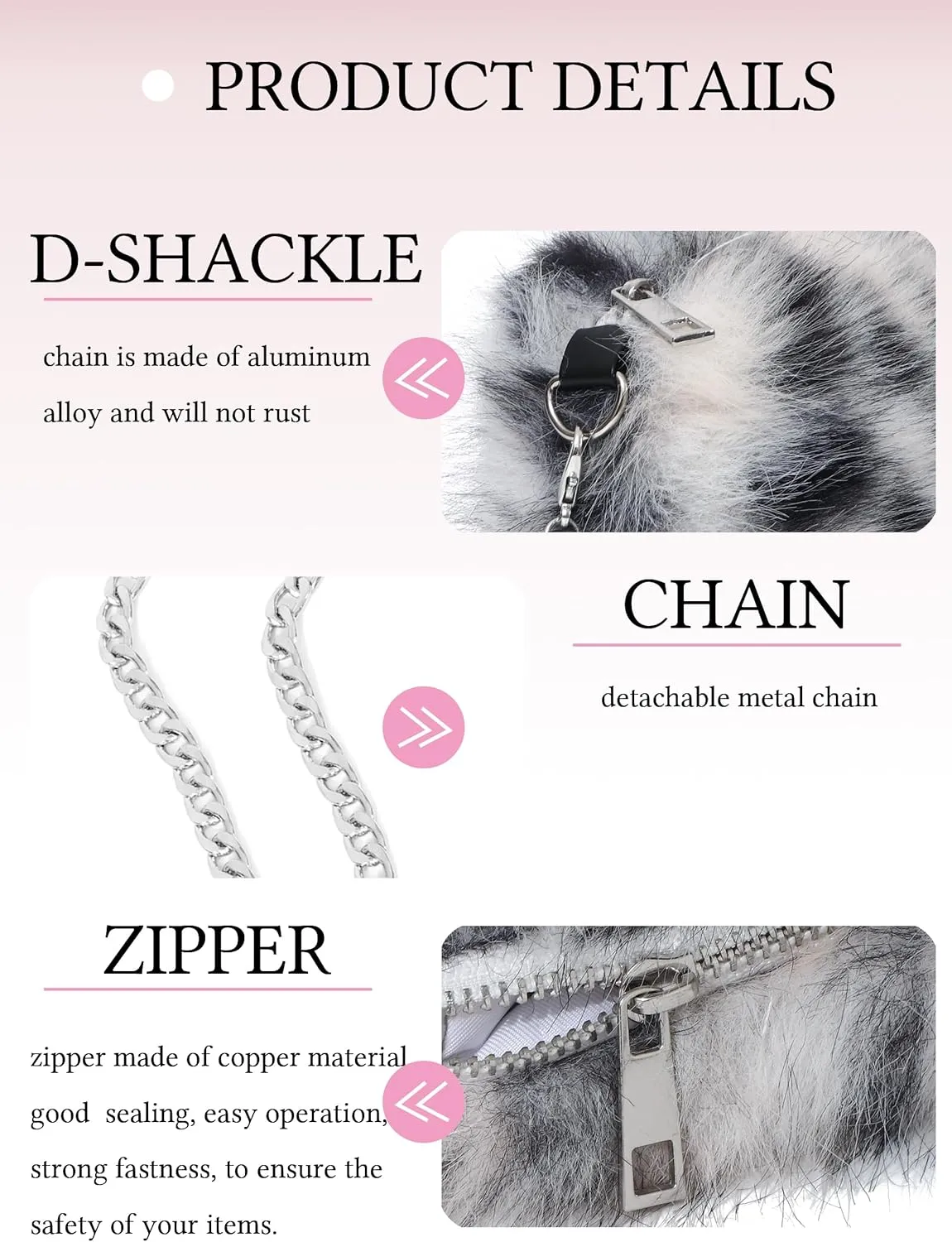 LA CARRIE Faux Fur Crossbody Bags for Women Shoulder Bag Purse Handbags Shoulder Strap