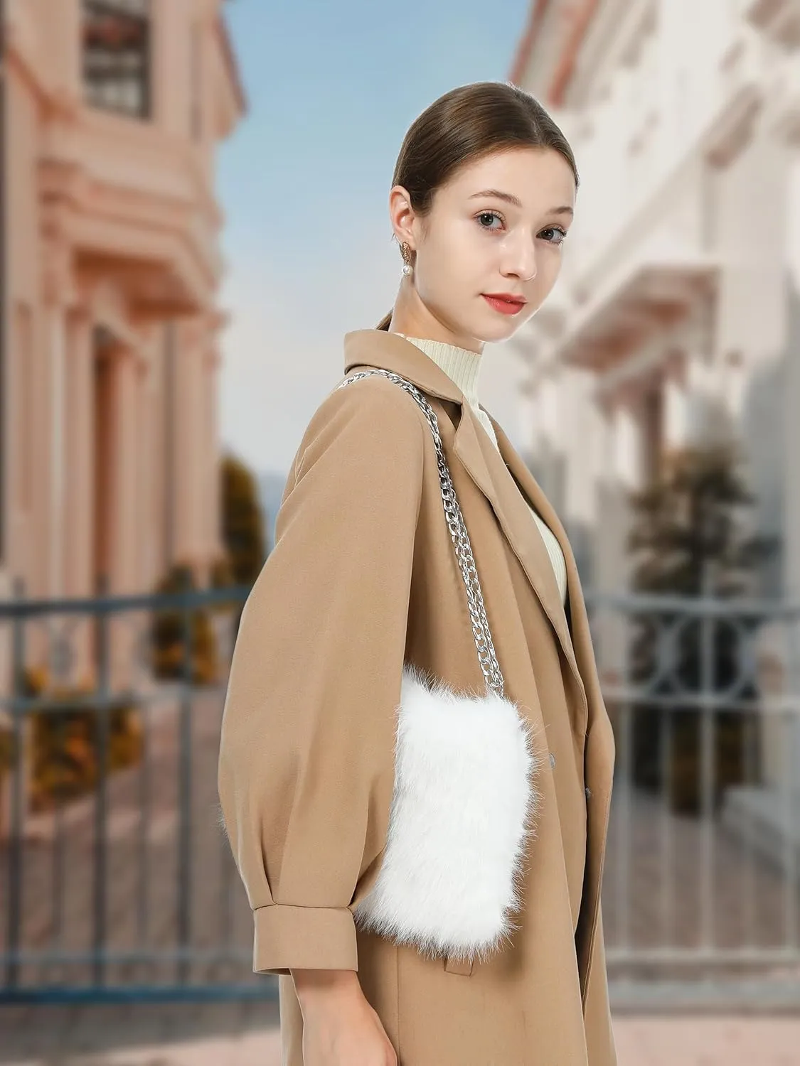 LA CARRIE Faux Fur Crossbody Bags for Women Shoulder Bag Purse Handbags Shoulder Strap