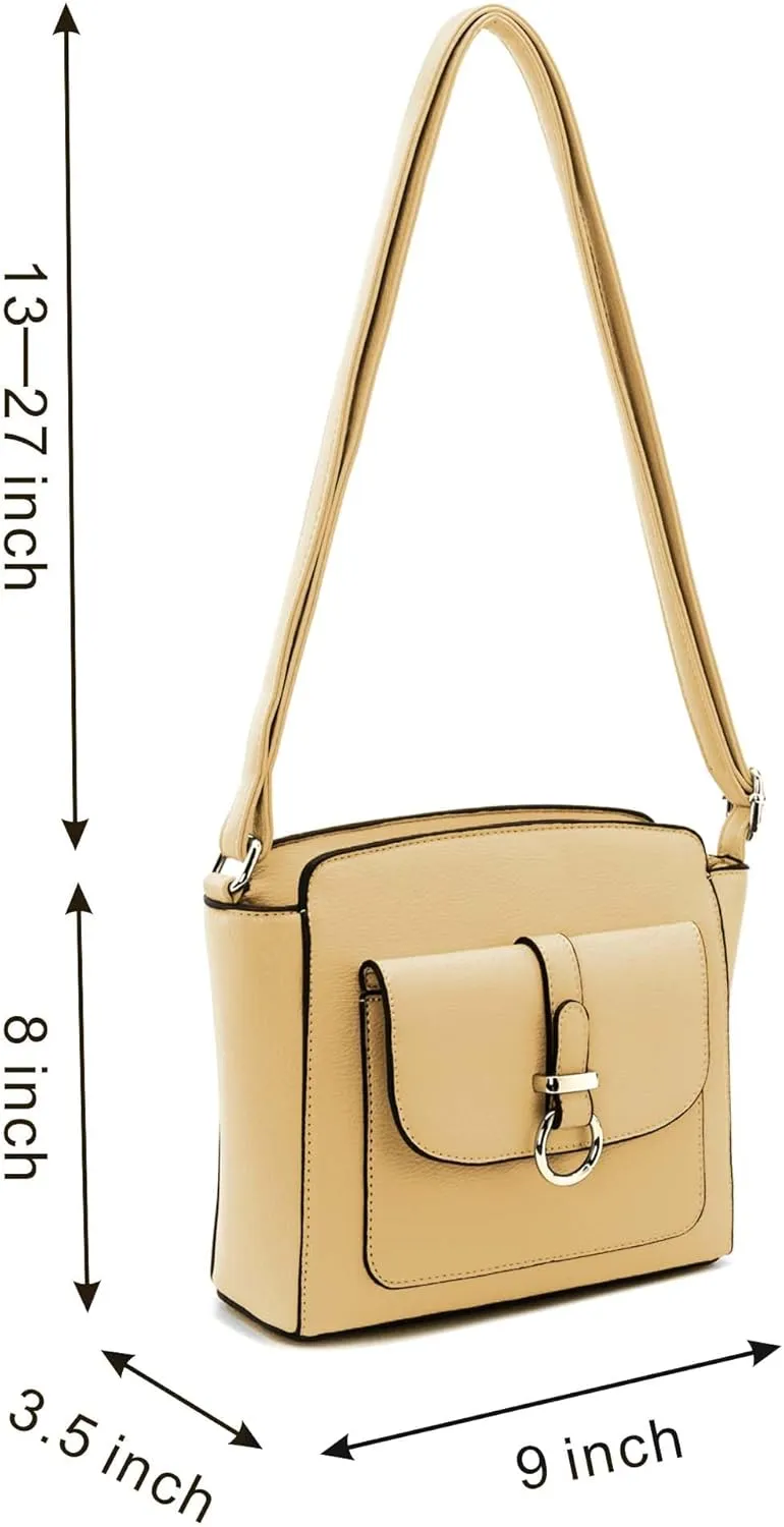 LA TERRE Lightweight Medium Crossbody Bags for Women, Small Crossbody Handbags Vegan Leather Shoulder Bag Purses
