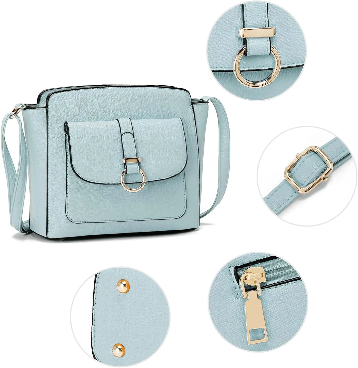 LA TERRE Lightweight Medium Crossbody Bags for Women, Small Crossbody Handbags Vegan Leather Shoulder Bag Purses