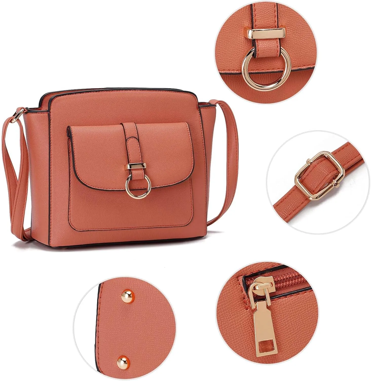 LA TERRE Lightweight Medium Crossbody Bags for Women, Small Crossbody Handbags Vegan Leather Shoulder Bag Purses