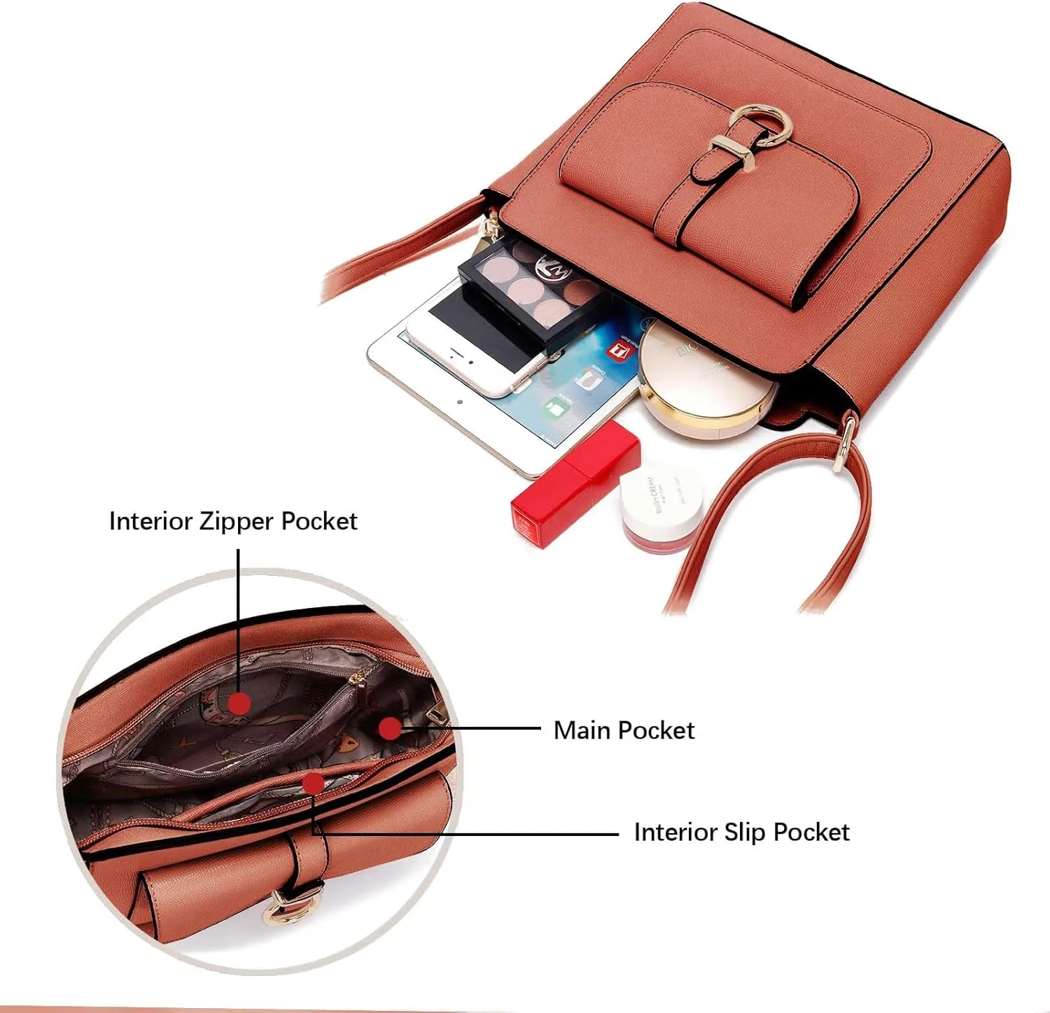 LA TERRE Lightweight Medium Crossbody Bags for Women, Small Crossbody Handbags Vegan Leather Shoulder Bag Purses