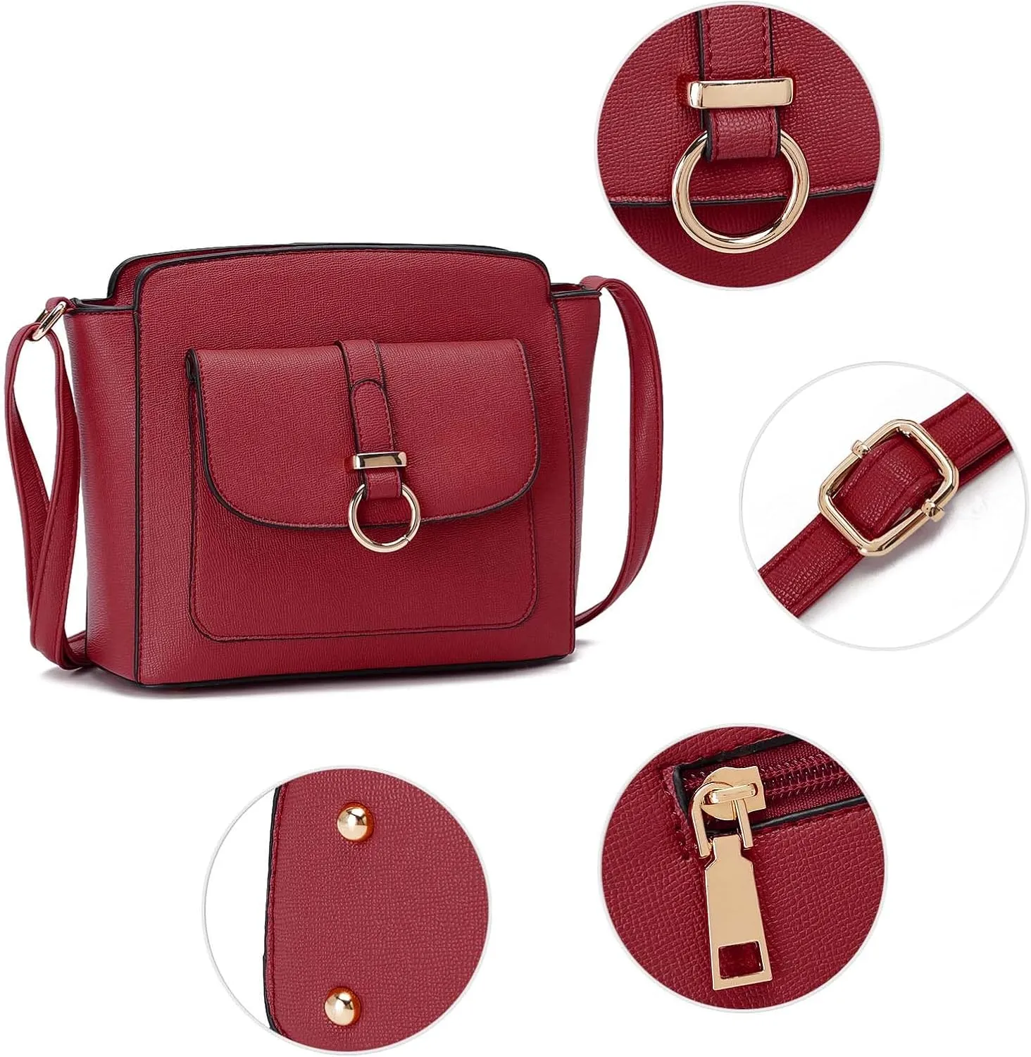 LA TERRE Lightweight Medium Crossbody Bags for Women, Small Crossbody Handbags Vegan Leather Shoulder Bag Purses