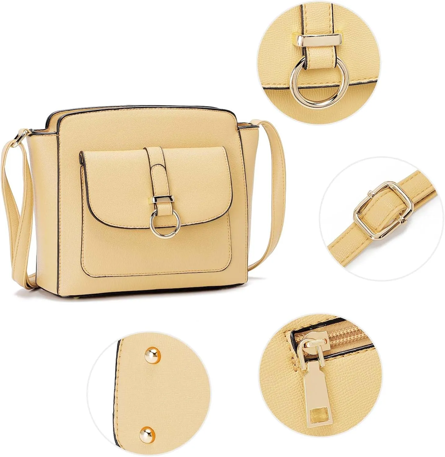LA TERRE Lightweight Medium Crossbody Bags for Women, Small Crossbody Handbags Vegan Leather Shoulder Bag Purses