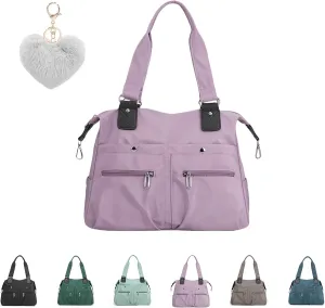 Langrents Nylon Tote Bag,Waterproof Large Capacity Multi Pocket Shoulder Bag, Crossbody Travel Bag For Women