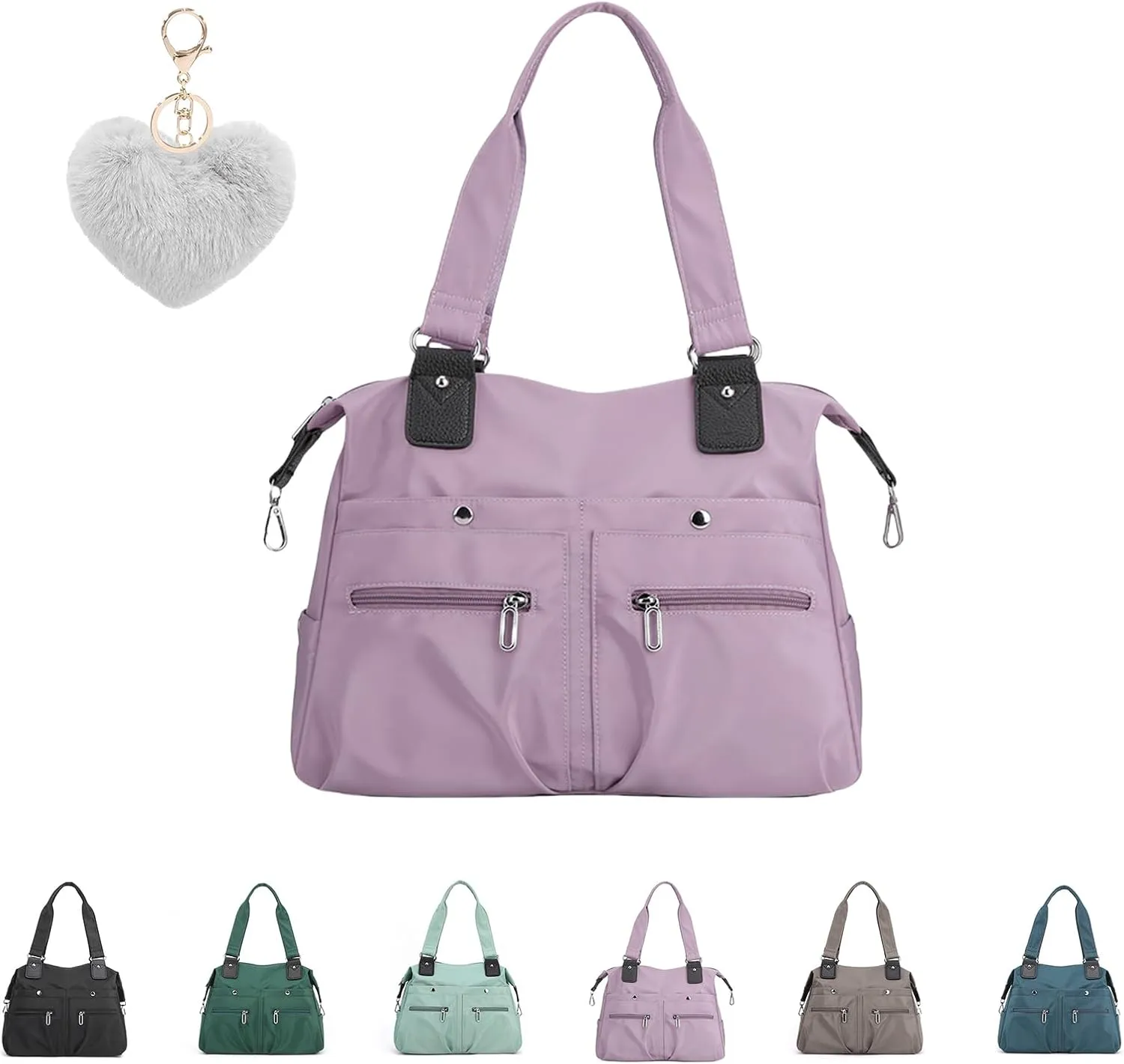 Langrents Nylon Tote Bag,Waterproof Large Capacity Multi Pocket Shoulder Bag, Crossbody Travel Bag For Women