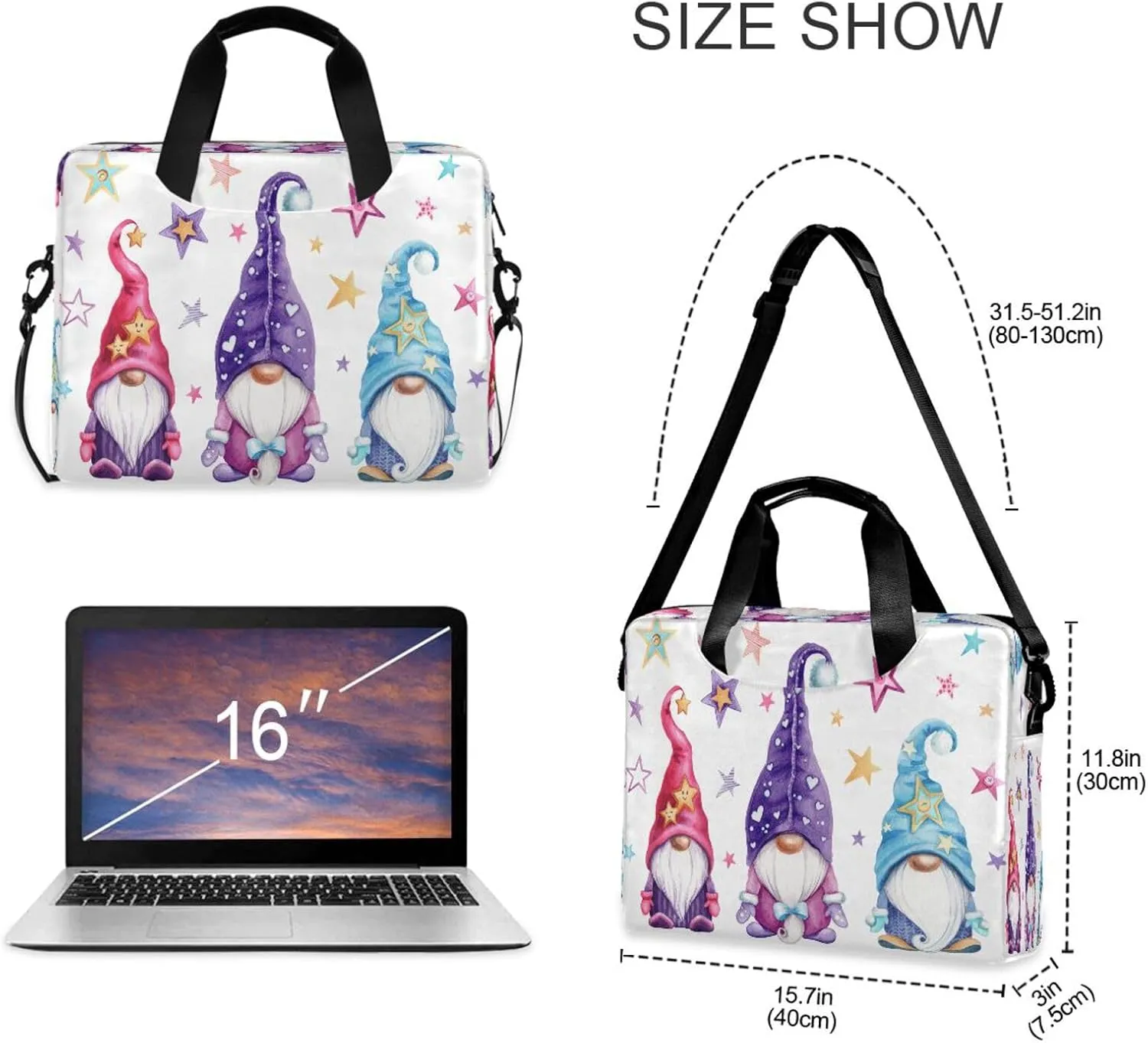 Laptop Bag Computer Bags Messenger Shoulder Bag Briefcase Magic Gnomes for Business Office Work