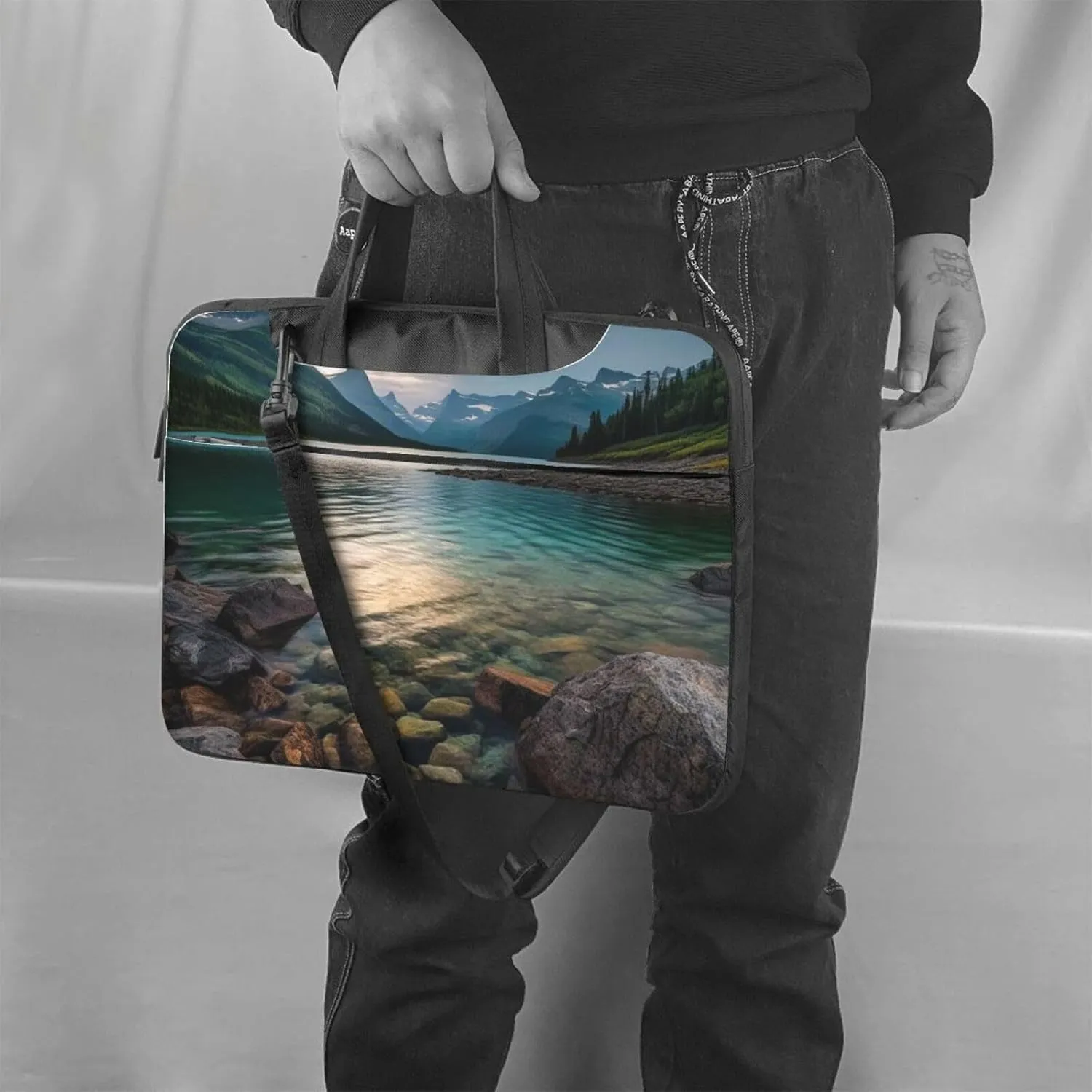 Laptop Sleeve Bag Shockproof Notebook Case Glacier National Park Computer Carrying Case with Shoulder Strap 15.6 inch