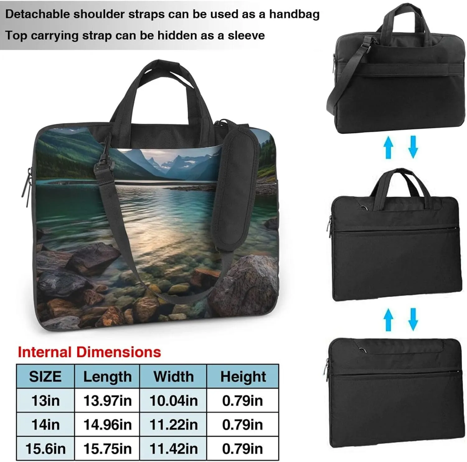 Laptop Sleeve Bag Shockproof Notebook Case Glacier National Park Computer Carrying Case with Shoulder Strap 15.6 inch
