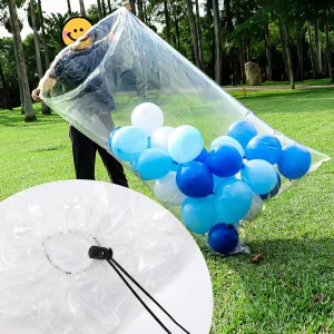 Large Balloon Bags for Transport 4 Pack, Big Drawstring Plastic Balloon Storage Bags, Clear Balloon Drop Bag Giant Carrying Bags 71 x 47 Inches for Birthday Wedding Party Supplies