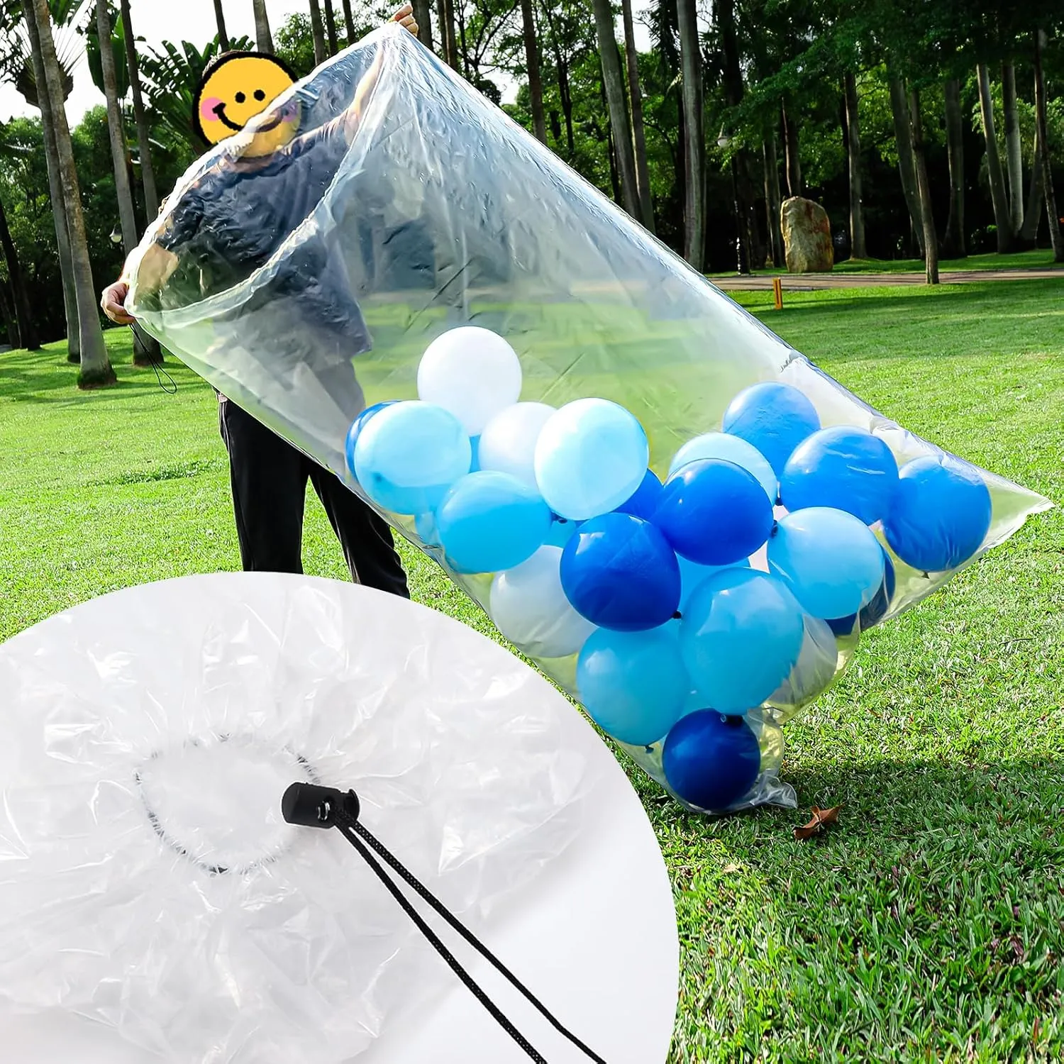 Large Balloon Bags for Transport 4 Pack, Big Drawstring Plastic Balloon Storage Bags, Clear Balloon Drop Bag Giant Carrying Bags 71 x 47 Inches for Birthday Wedding Party Supplies