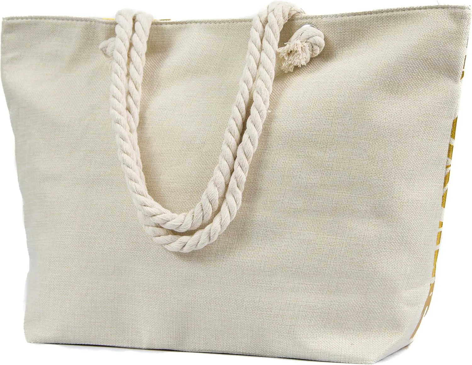 Large Beach Tote Bag, Top Zipper Boat Bag