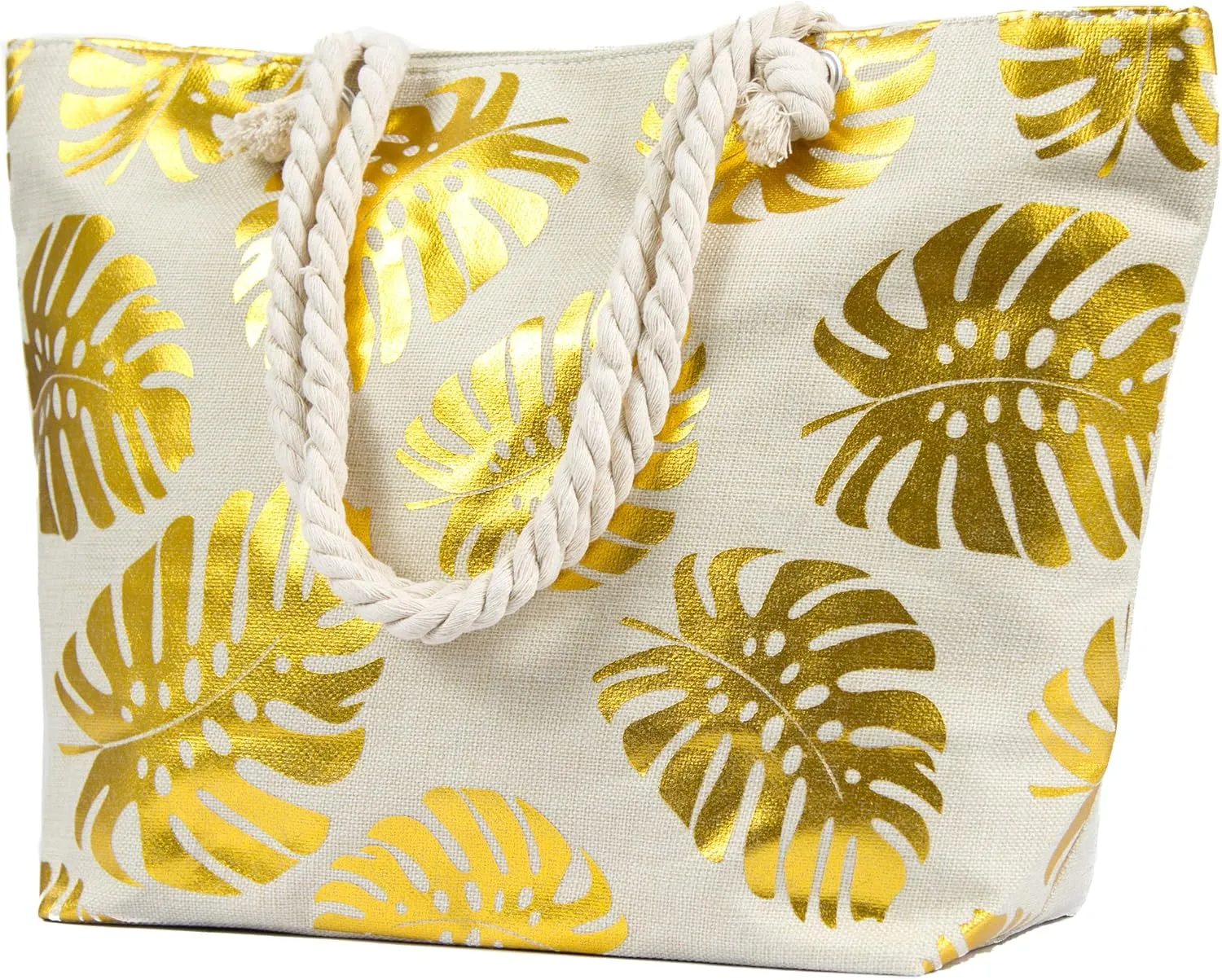 Large Beach Tote Bag, Top Zipper Boat Bag