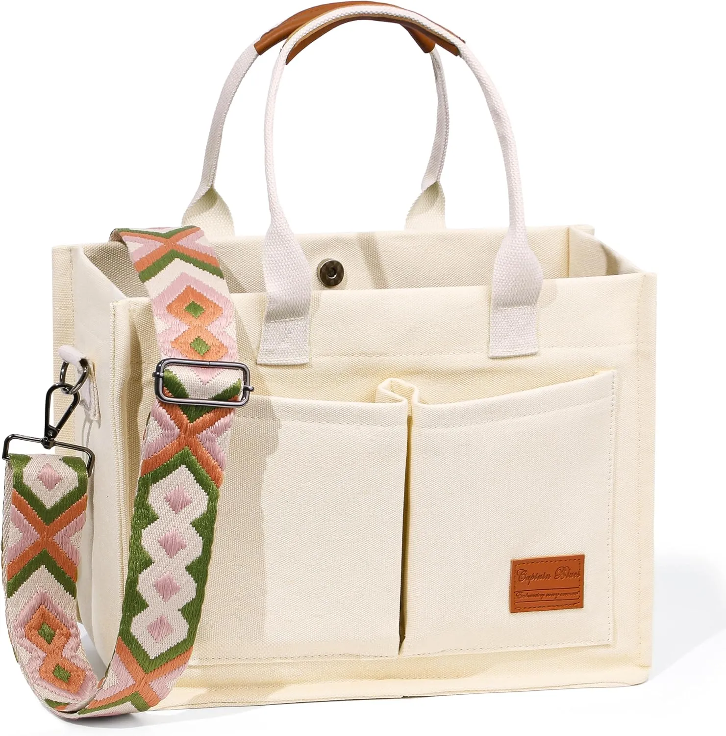 Large Canvas Tote Bag for Women, Crossbody Shoulder Handbags, Work and Everything Bags for College, Travel & Nurse Bag