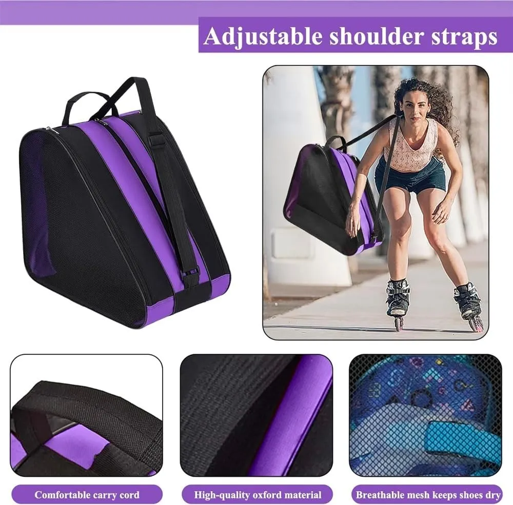 Large Capacity Skating Bag Set Ice Skate Blade Cover Roller Skates Bag and Ice Skating Guards Ice Skates Accessories Skate Guards for Youth Men Women Adults