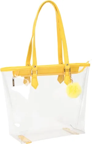Large Clear Bag Transparent Shoulder Handbag with Plush Pendant