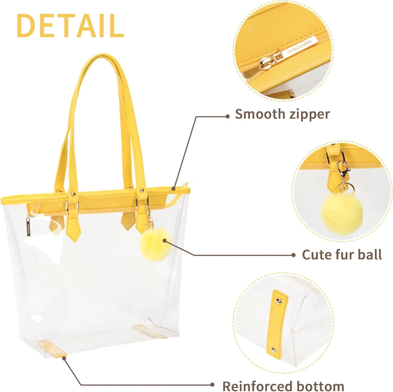 Large Clear Bag Transparent Shoulder Handbag with Plush Pendant
