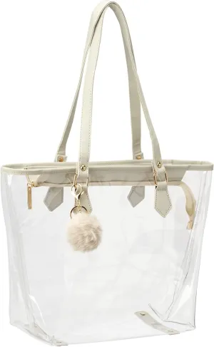 Large Clear Bag Transparent Shoulder Handbag with Plush Pendant