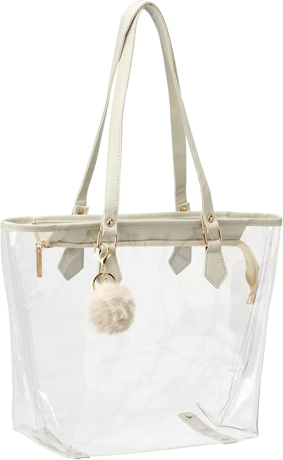 Large Clear Bag Transparent Shoulder Handbag with Plush Pendant