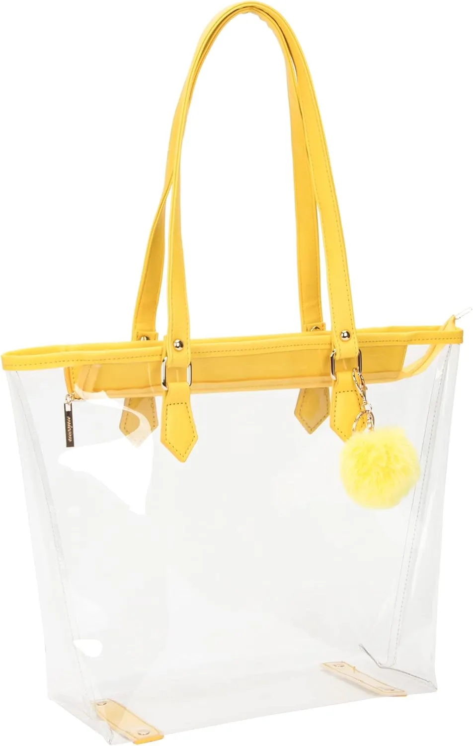 Large Clear Bag Transparent Shoulder Handbag with Plush Pendant