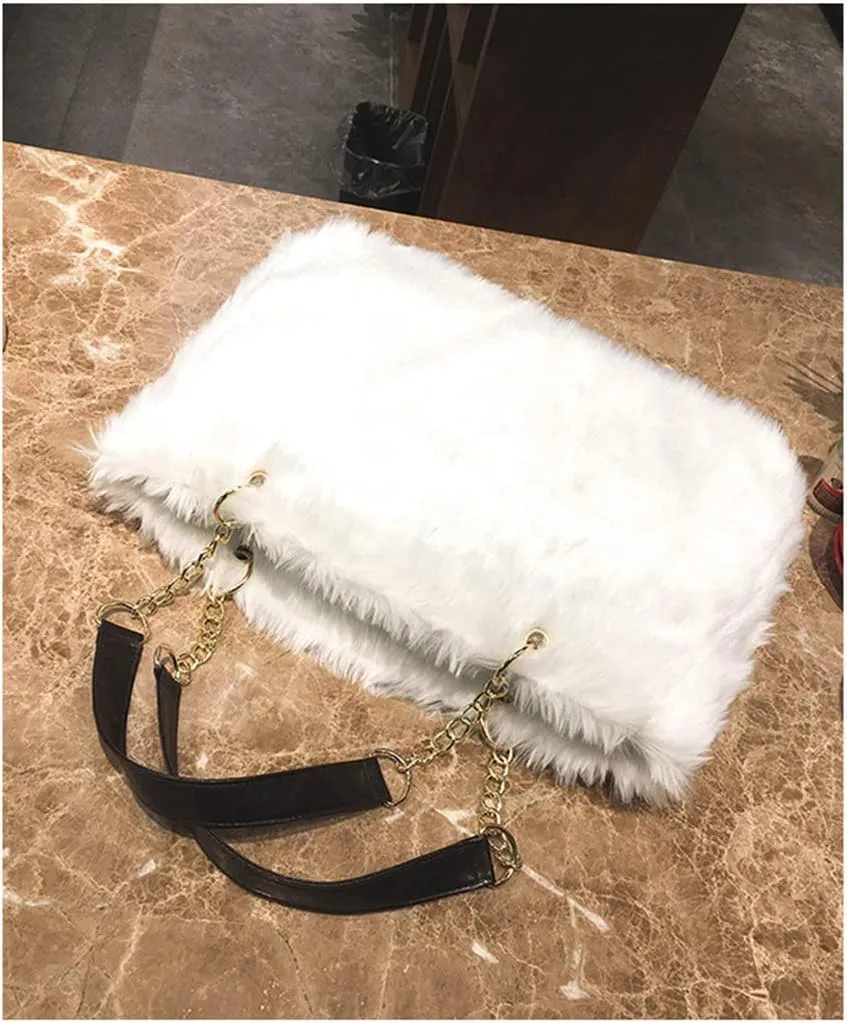 Large Faux Fur Tote Bag Winter Shoulder Bag Satchel Tote Handbag for Women
