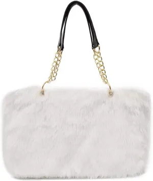 Large Faux Fur Tote Bag Winter Shoulder Bag Satchel Tote Handbag for Women