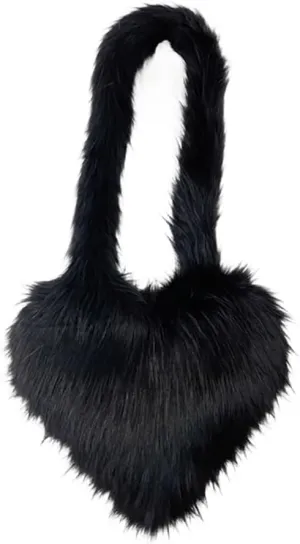 Large Heart Shaped Bag for Women Faux Fur Shoulder Purse Y2k Crossbody Bag Chic Handbag Furry Shoulder Tote Purse