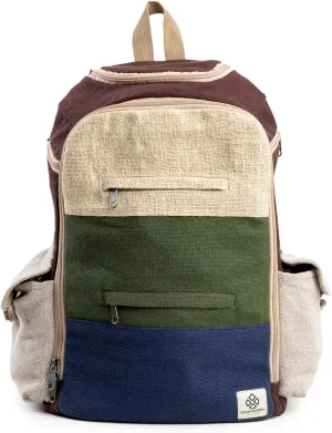 Large Hemp Backpack Multi 8 Functional Pocket Bag - Eco Friendly Unisex Rustic Durable Day Backpack by Freakmandu