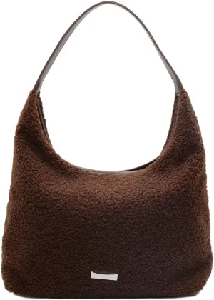 Large Tote Bag For Women Casual Fuzzy Plush Underarm Handbag Furry Shoulder Bag Faux Fur Winter Crossbody Bags Travel Purse