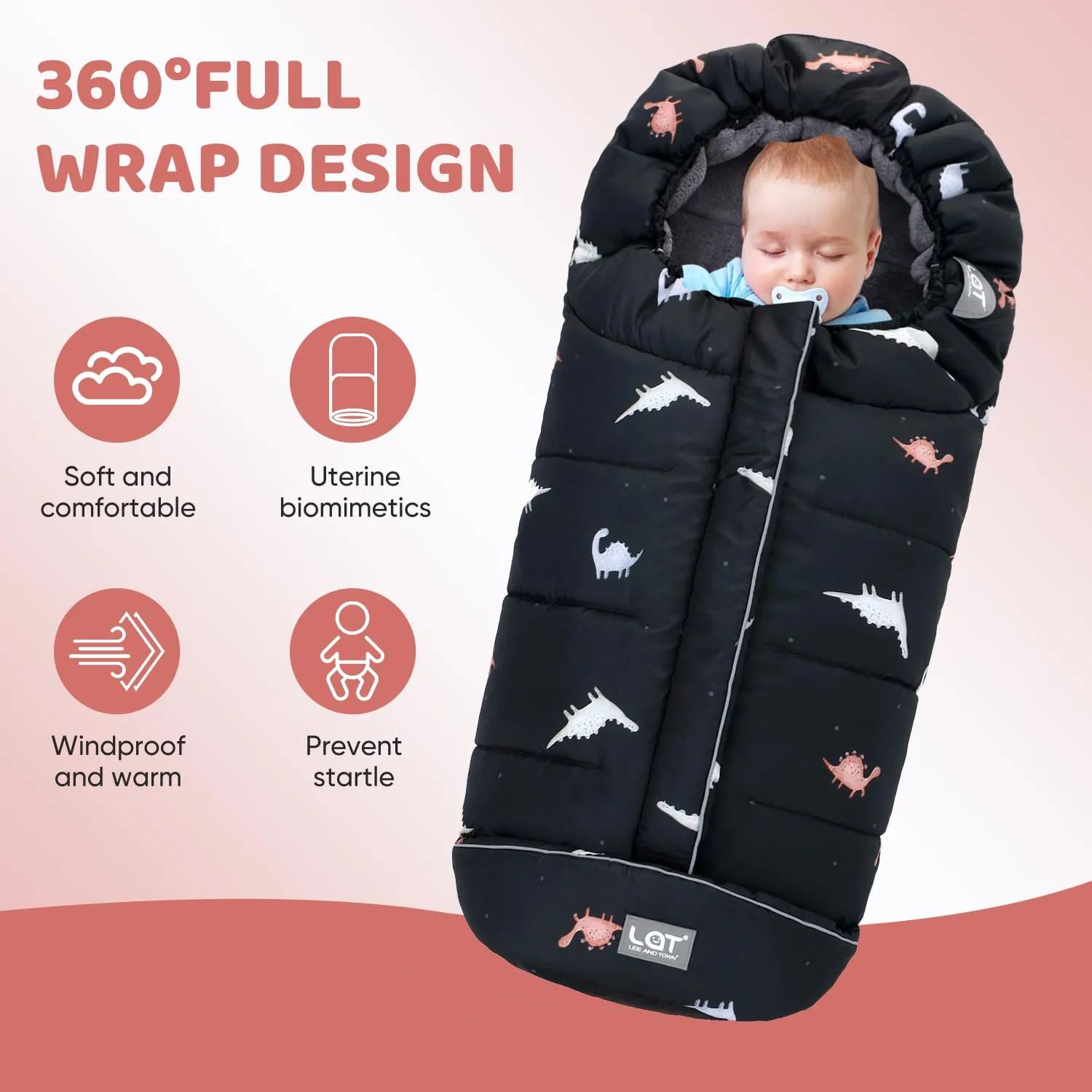 LAT Baby Warm Bunting Bag Universal, Stroller Sleeping Bag Cold Weather, Waterproof Toddler Stroller Footmuff Fits Most Pushchairs