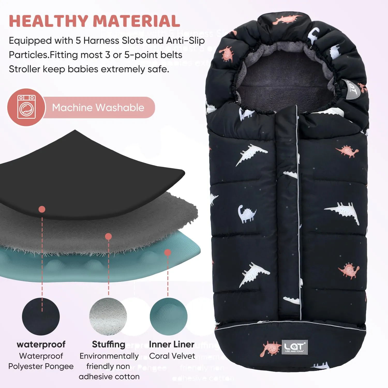 LAT Baby Warm Bunting Bag Universal, Stroller Sleeping Bag Cold Weather, Waterproof Toddler Stroller Footmuff Fits Most Pushchairs