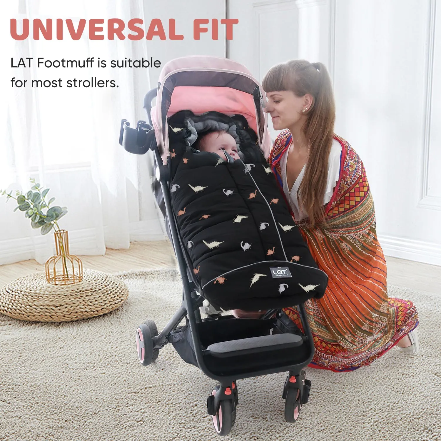 LAT Baby Warm Bunting Bag Universal, Stroller Sleeping Bag Cold Weather, Waterproof Toddler Stroller Footmuff Fits Most Pushchairs