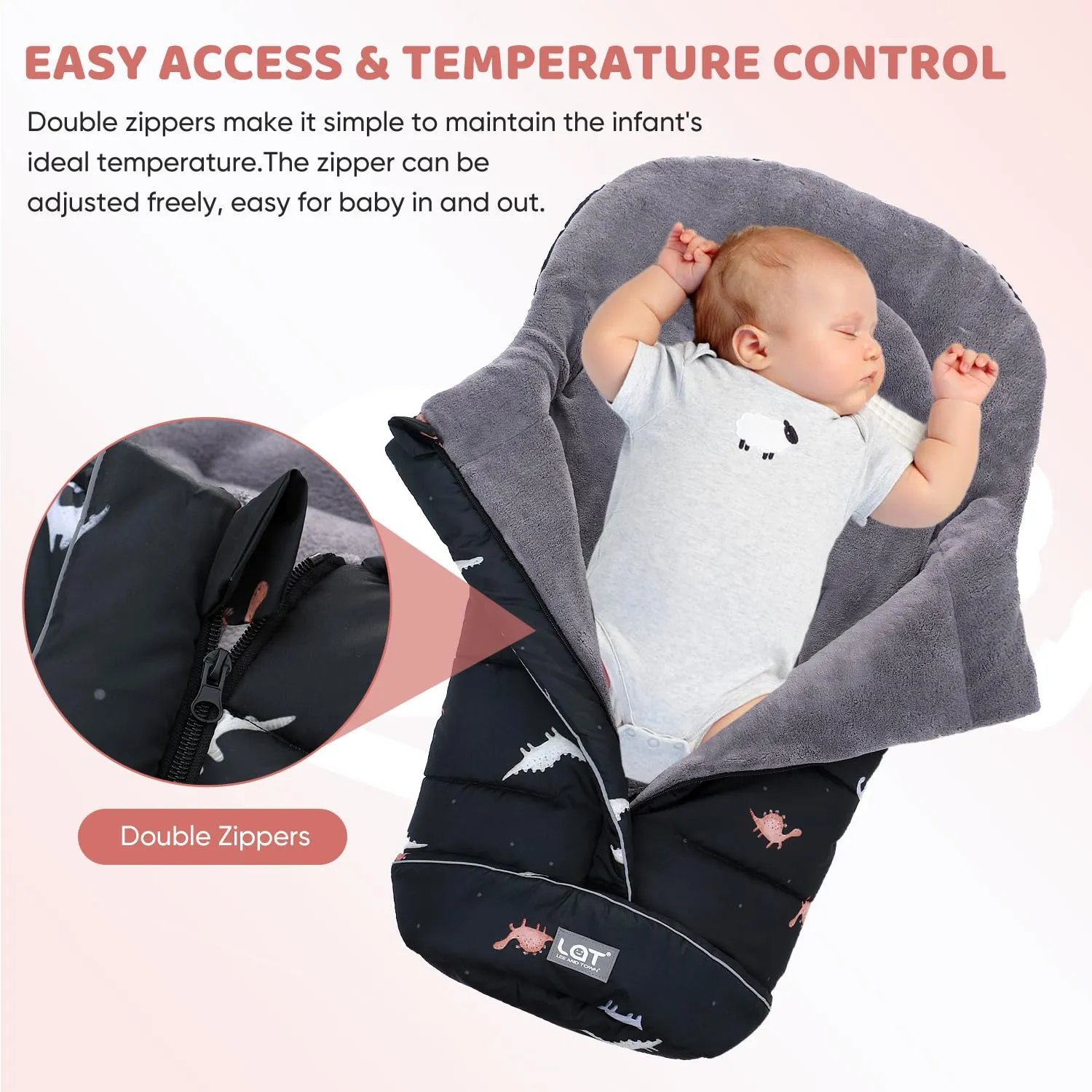 LAT Baby Warm Bunting Bag Universal, Stroller Sleeping Bag Cold Weather, Waterproof Toddler Stroller Footmuff Fits Most Pushchairs