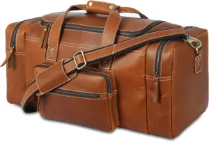 Leather duffel bag 24 Inch U Zip holdall Travel sports Duffle Weekend gym Sports