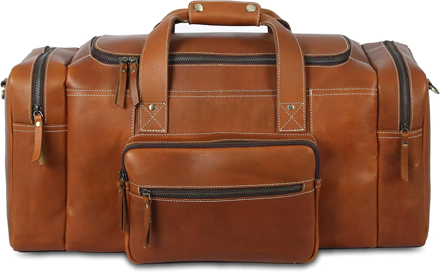 Leather duffel bag 24 Inch U Zip holdall Travel sports Duffle Weekend gym Sports