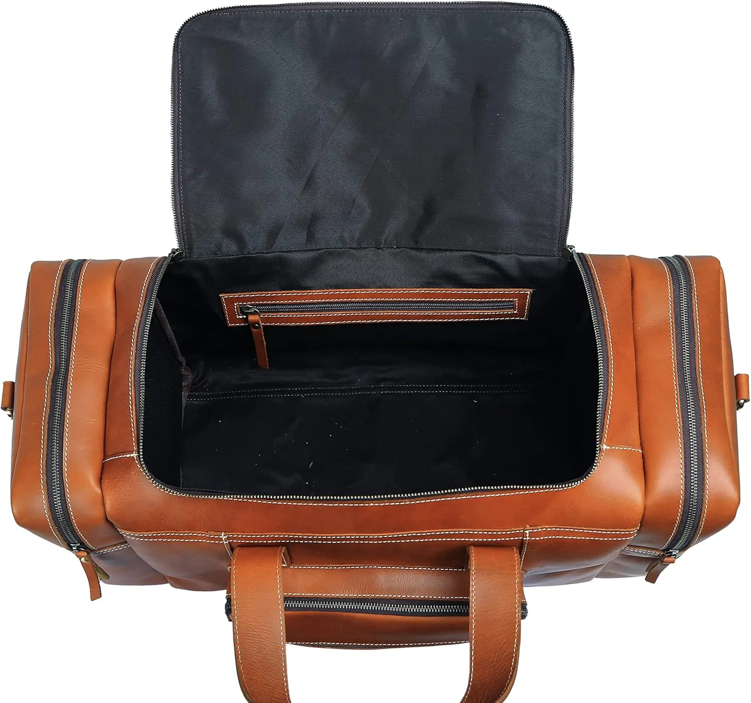 Leather duffel bag 24 Inch U Zip holdall Travel sports Duffle Weekend gym Sports
