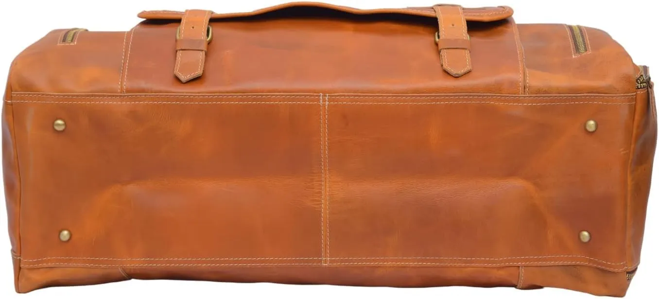 Leather Duffel Bags for Men and Women Full Grain Leather Travel Overnight Weekend Leather Bags Sports Gym Duffel for Men (28 inches, TAN BROWN)